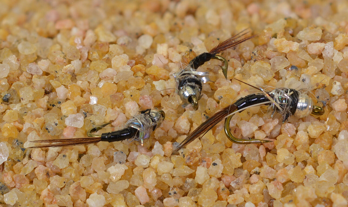 Black Midge Nymph Fly Set for Fly Fishing - Multiple Hook Sizes - Mustad Signature