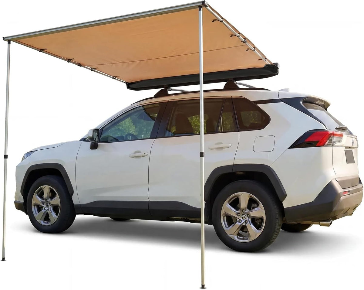 Car Side Awning Tent Roof Rack Pull-Out for Camping & Overlanding 4.9x6.6 ft