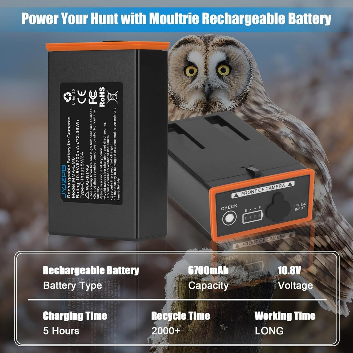 Rechargeable Battery Pack for Moultrie Edge Pro & 2 Trail Cameras - 6700mAh