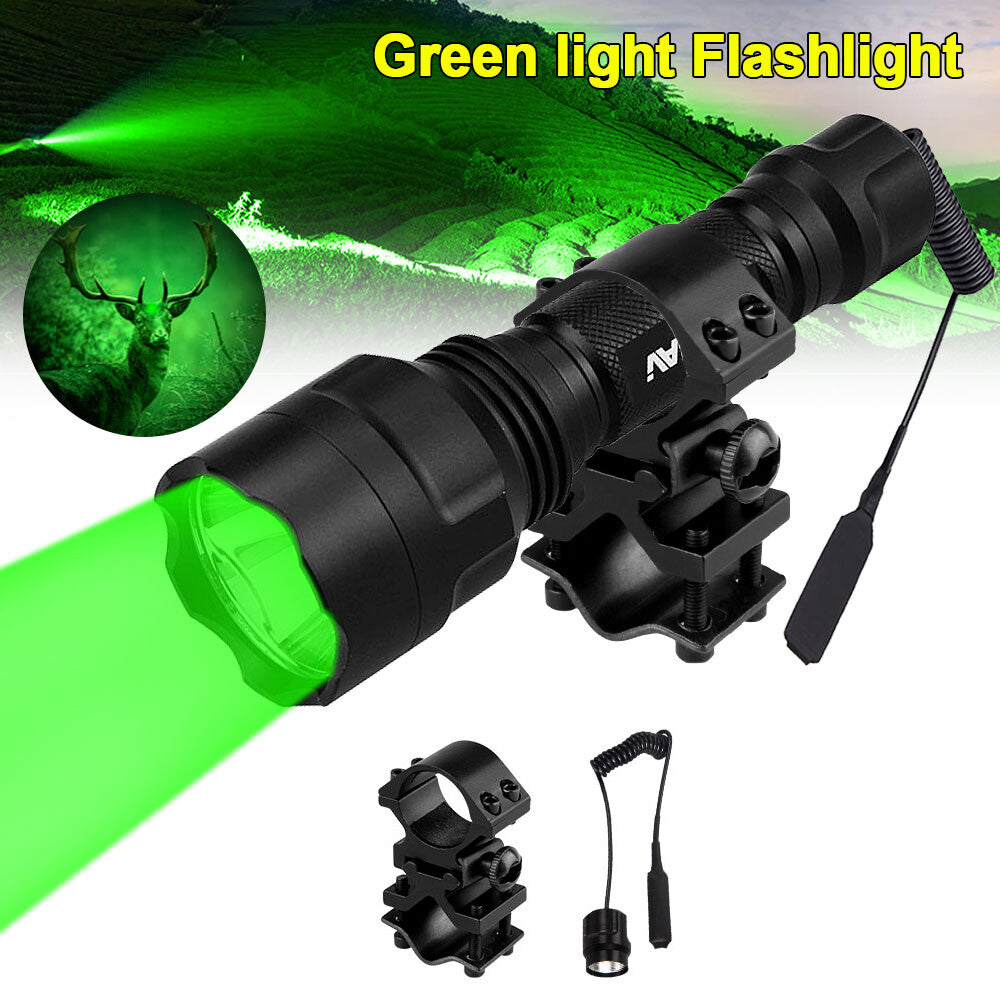 LED Green Light Scope Flashlight with Mount for Hunting and Shooting