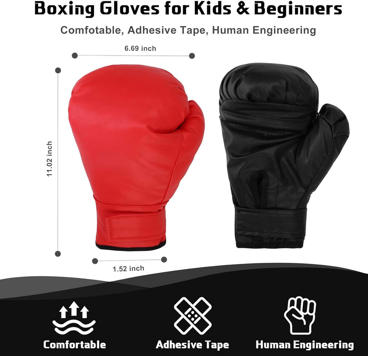 Kids & Beginner Boxing Gloves 8oz-12oz with Soft Padding, Adjustable Fit