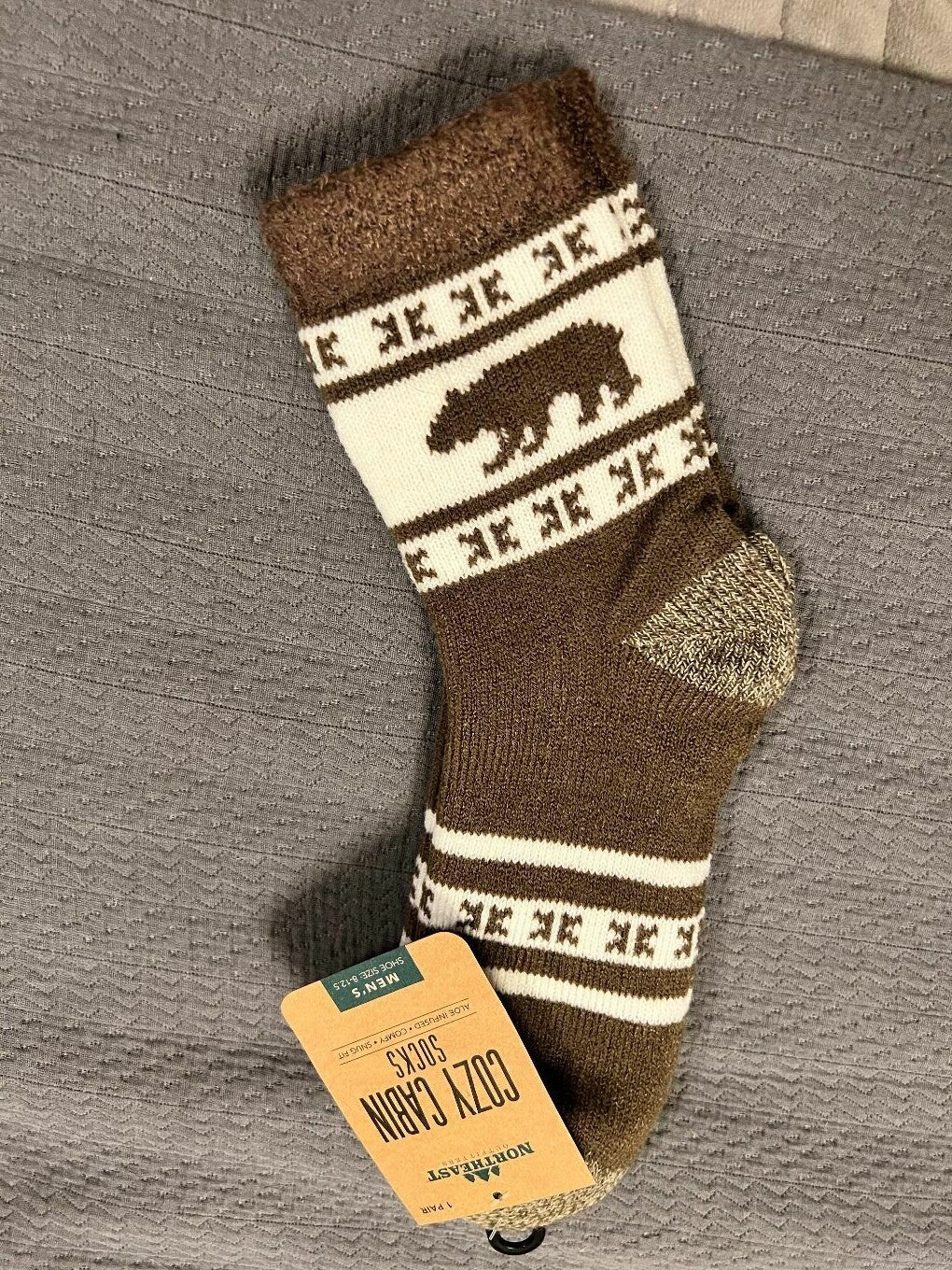 Men's Cozy Cabin Crew Socks One Size Comfortable Plush Lounge Socks