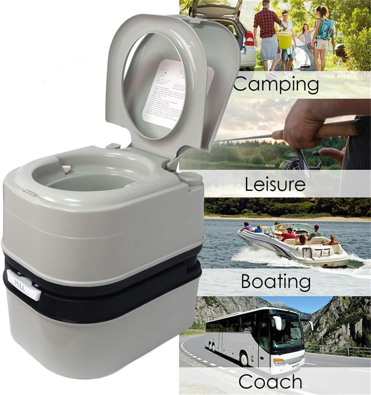 Portable Camping Toilet with 6.3 Gallon Flush Tank - Travel Commode