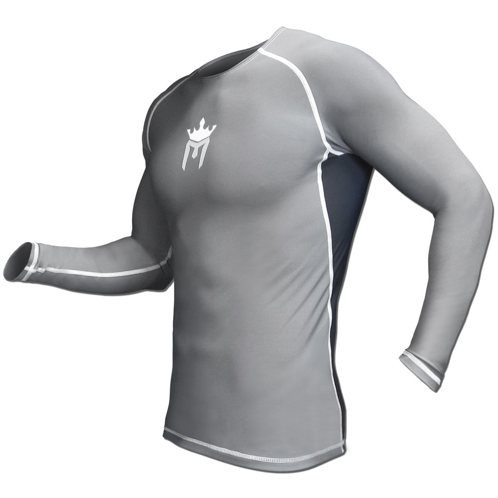 Long Sleeve Rash Guard for Water Sports MMA BJJ Surf Diving - Charcoal