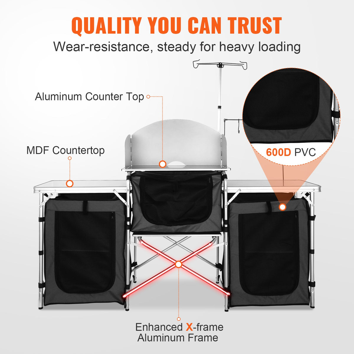 Portable Camping Kitchen Table with Storage - Lightweight Outdoor Folding Table