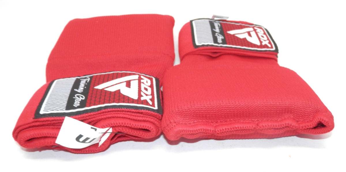 Boxing Hand Wraps Pair - Padded Muay Thai MMA Training Gloves, Medium Red