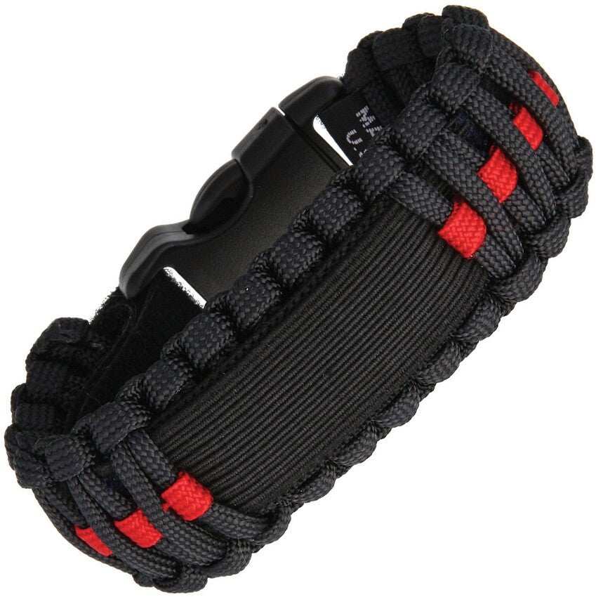 Paracord Watch Band with Red Line - Adjustable Tactical Strap for Watches