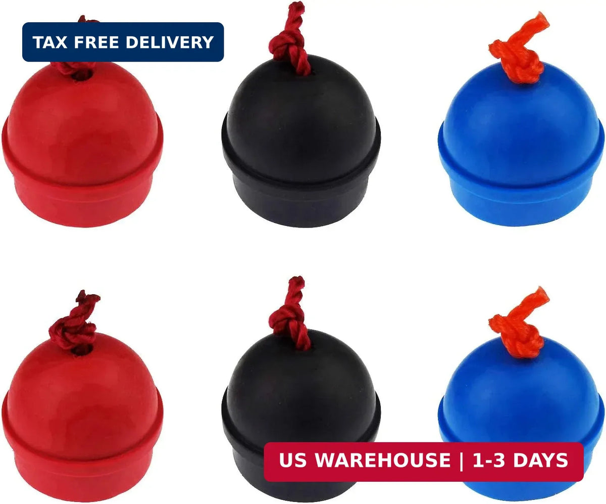 6 Pack Rubber Pool Cue Chalk Holders with Cord – 3 Colors
