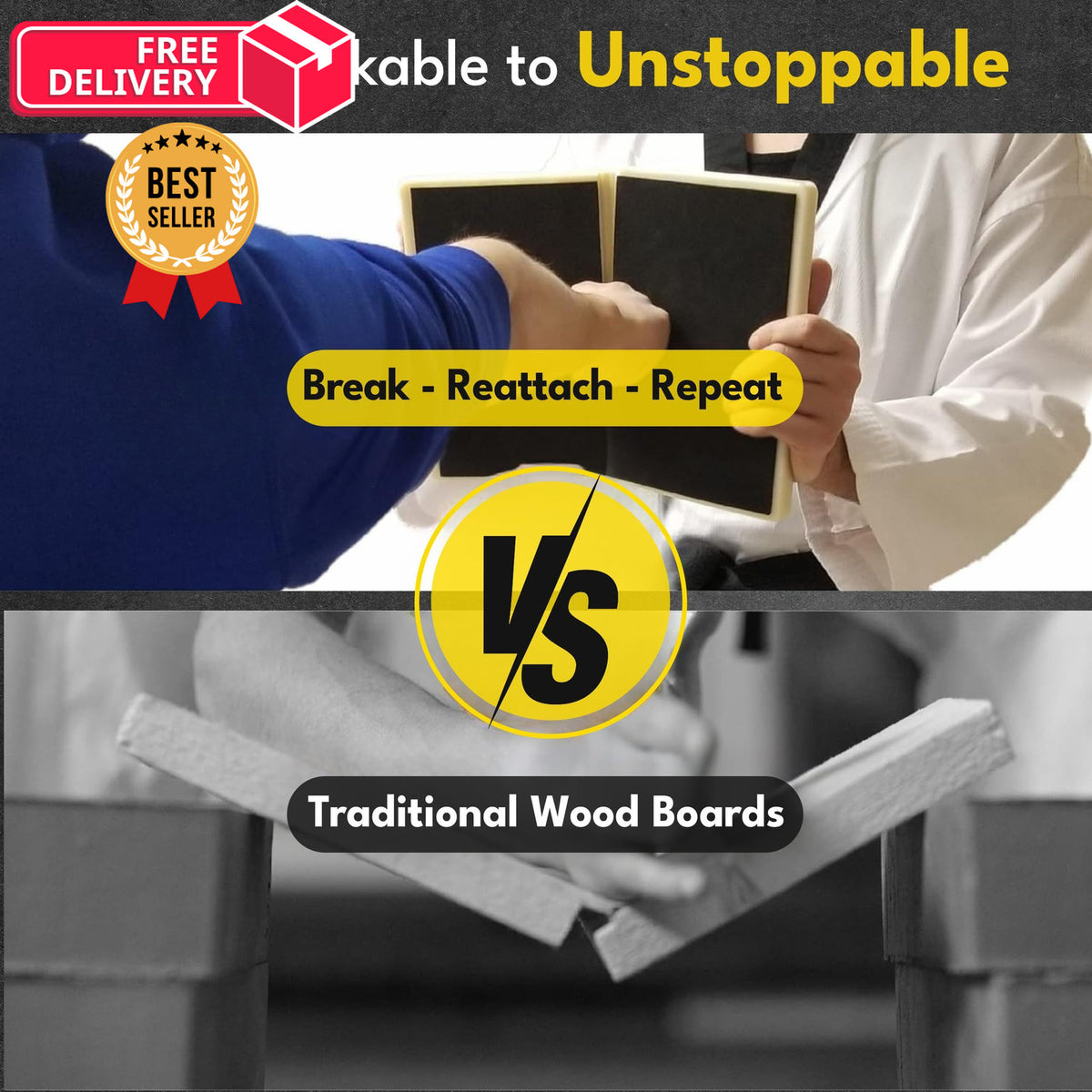 Rebreakable Martial Arts Breaking Board for Taekwondo & Karate - Red Level 3