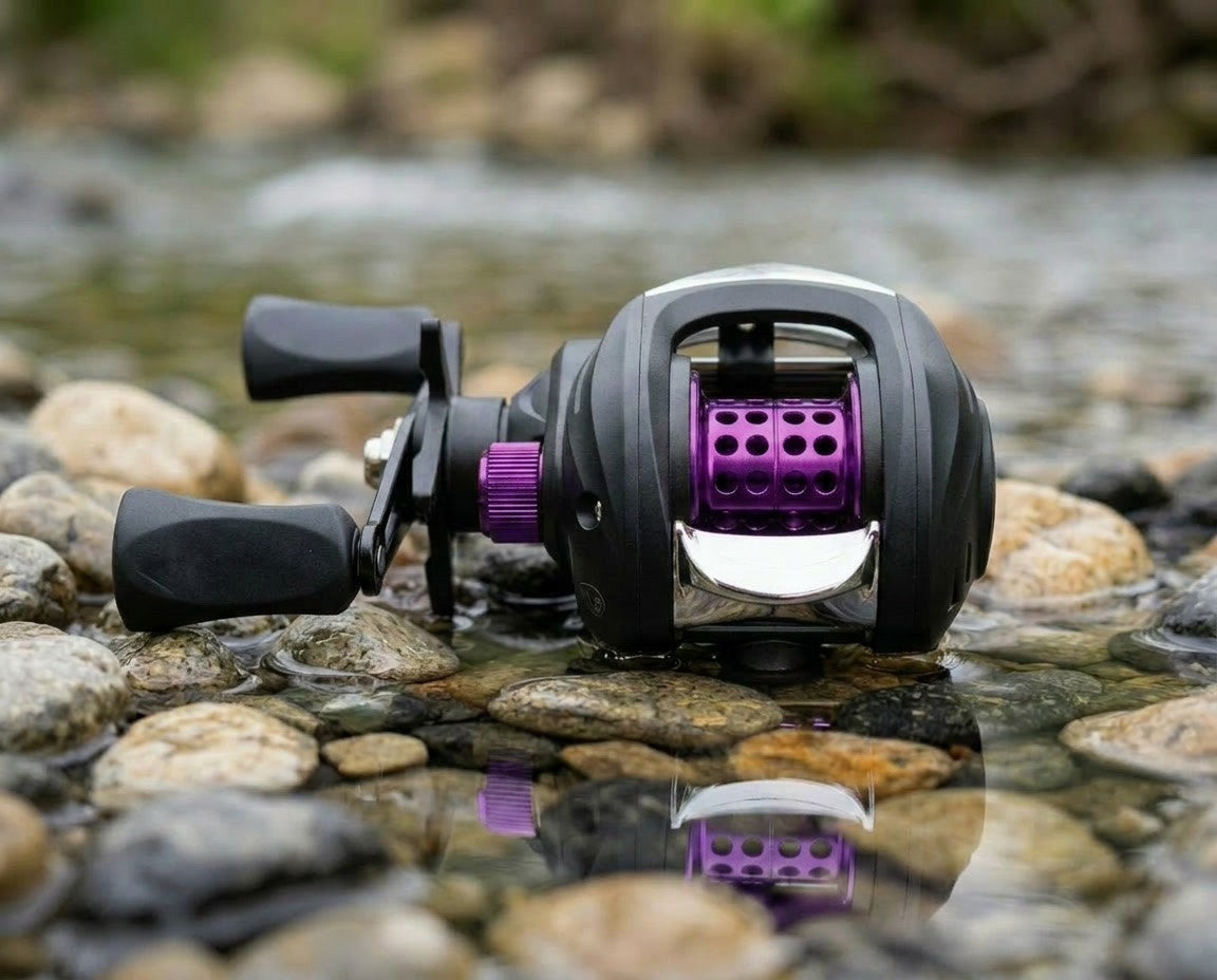 Graywolf Shallow SL BFS Reel - Light Spinning Reel for Light Line, Silver/Purple