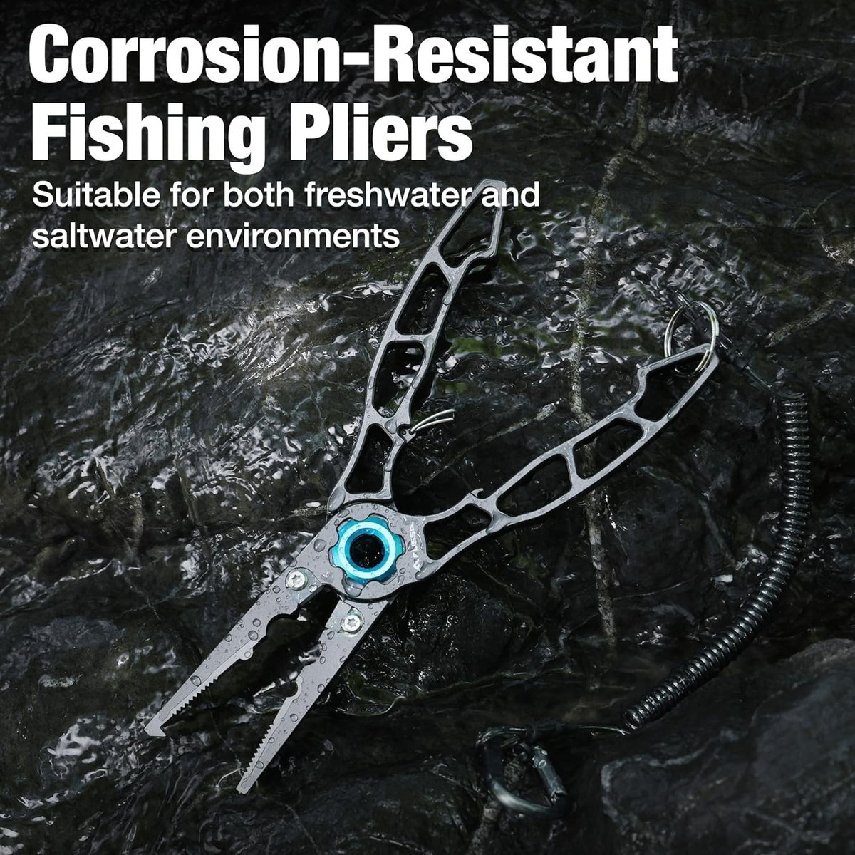Lightweight Fishing Pliers with Tungsten Cutters & Safety Lock - Aluminum Handle