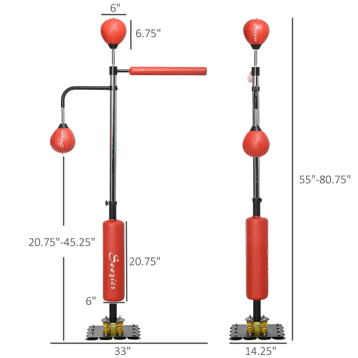 Freestanding Boxing Punching Bag with Reflex Bar Speed Balls Adjustable Stand