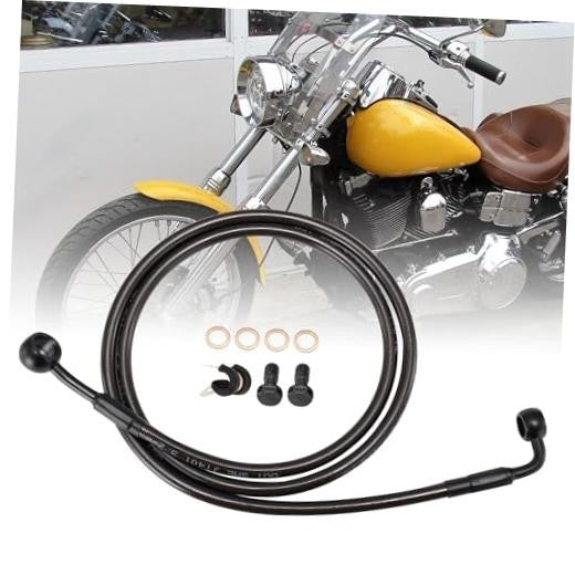 Front Brake Line for Harley Dyna Non-ABS 48.9 Inch Black Replacement