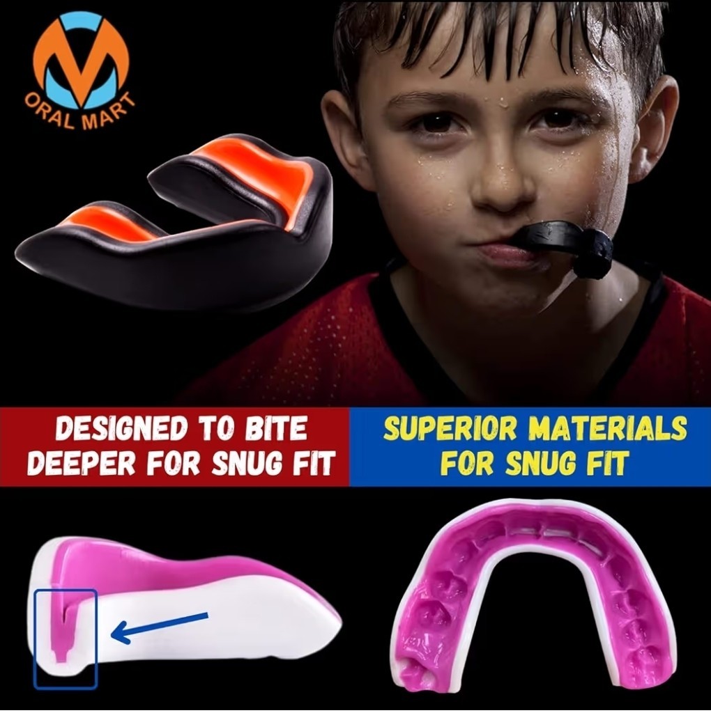 Youth Sports Mouth Guard with USA Flag and Fangs - 20+ Colors for Kids Protection