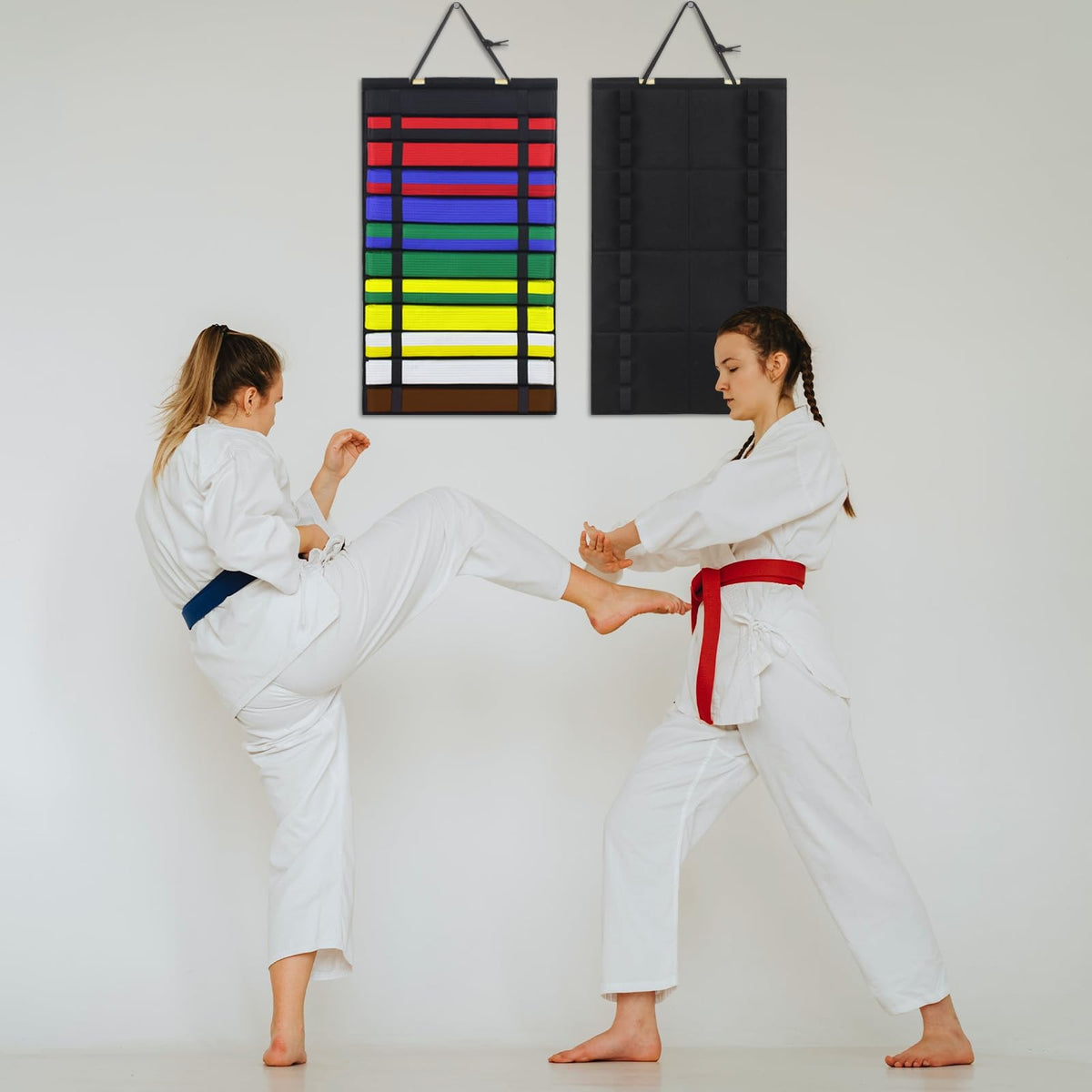 Martial Arts Belt Display Rack Holds 12 Belts Wall Organizer for Karate Taekwondo