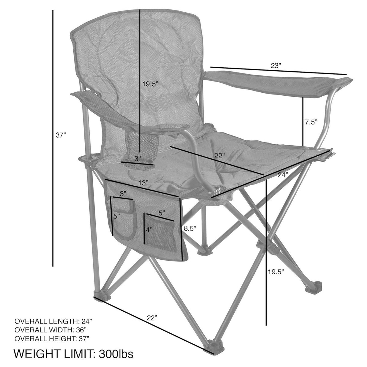 Four Seasons Courtyard Oversized Padded Folding Arm Chairs - 4 Pack, Blue