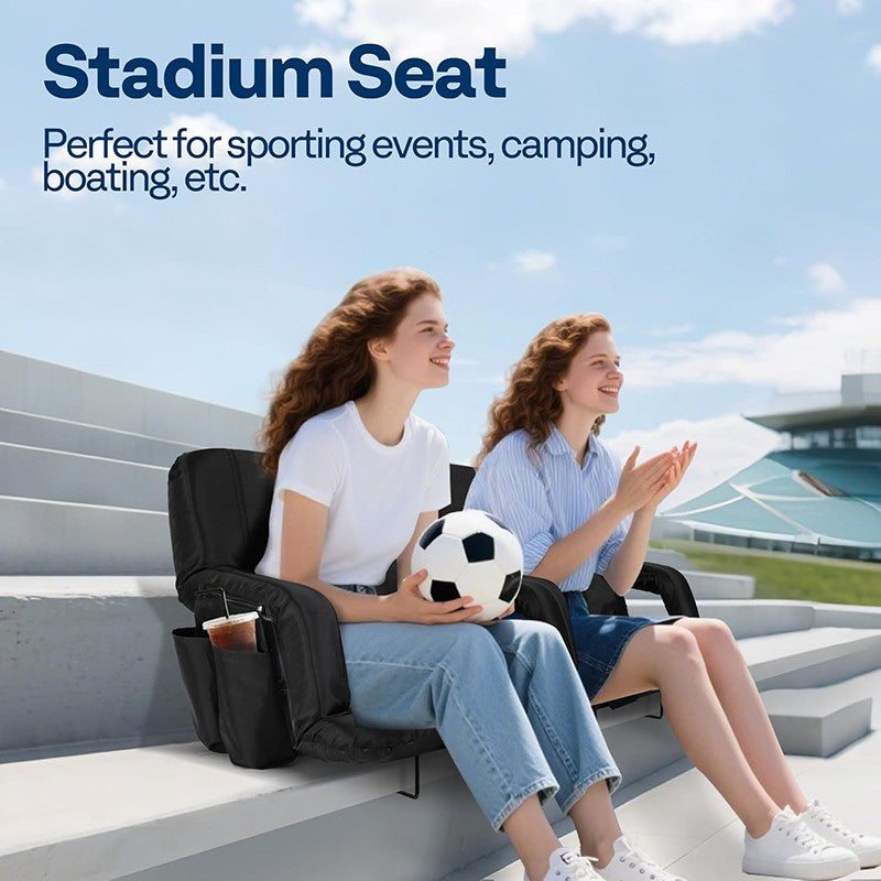 2 Pack Reclining Stadium Seats with Back Support & Cup Holders, Padded Bleacher Chairs