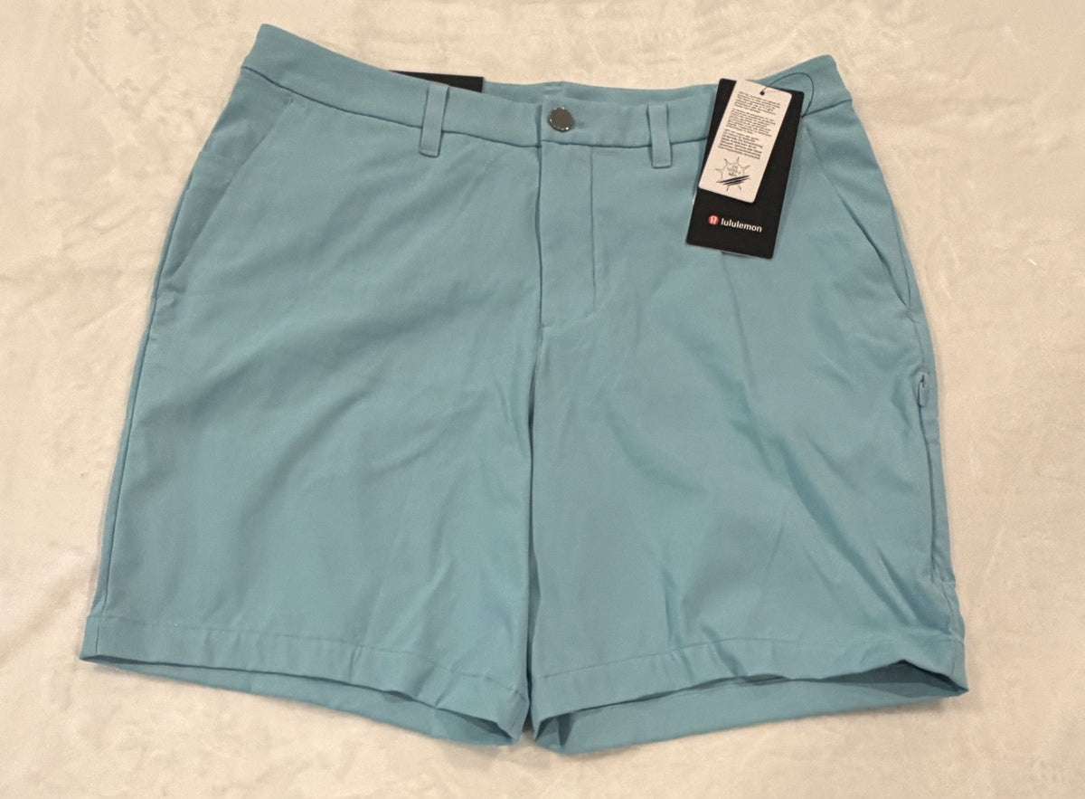 Men's 7-Inch Golf Shorts with UV Protection Moisture-Wicking Performance Light Blue