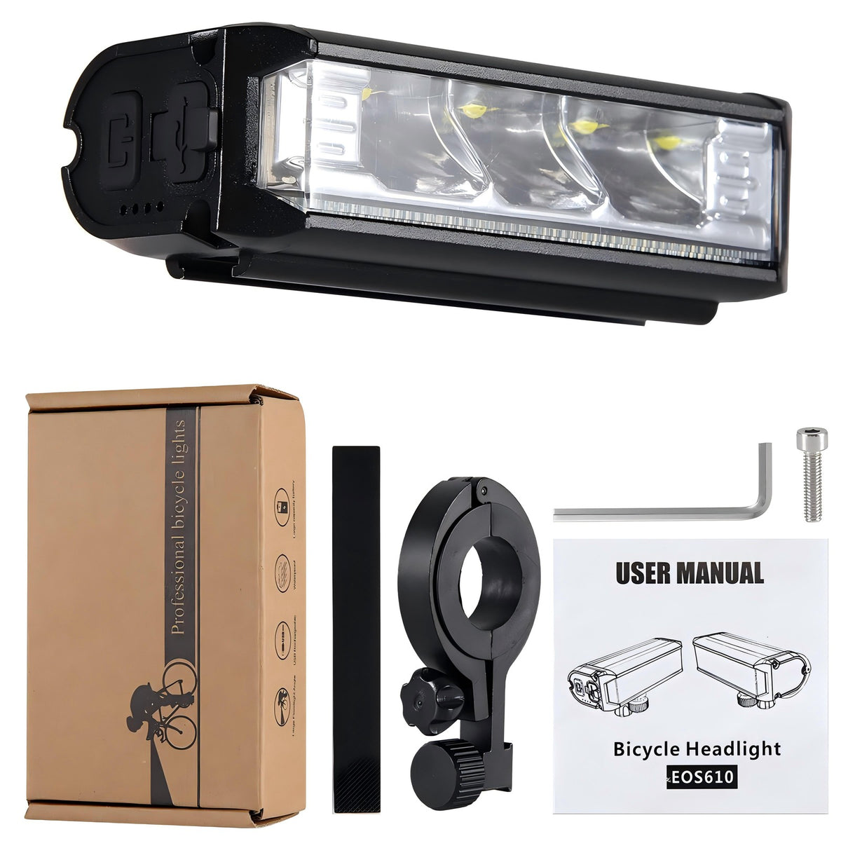 Rechargeable 1000 Lumens Bike Light Set Waterproof Front Headlights