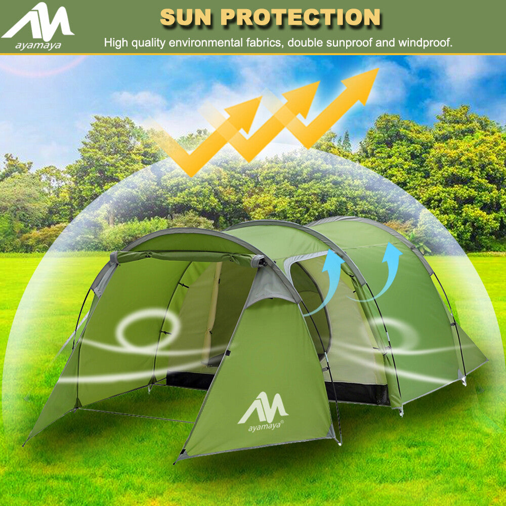 4 Person Waterproof Dome Tunnel Camping Tent with Vestibule