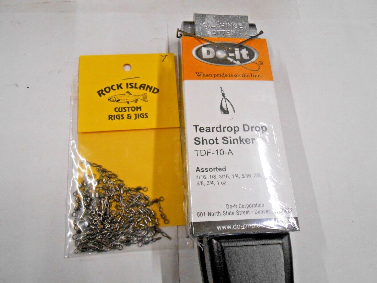Drop Shot Sinker Mold 1/16 to 1 oz Fishing Tackle with Swivels - Made in USA