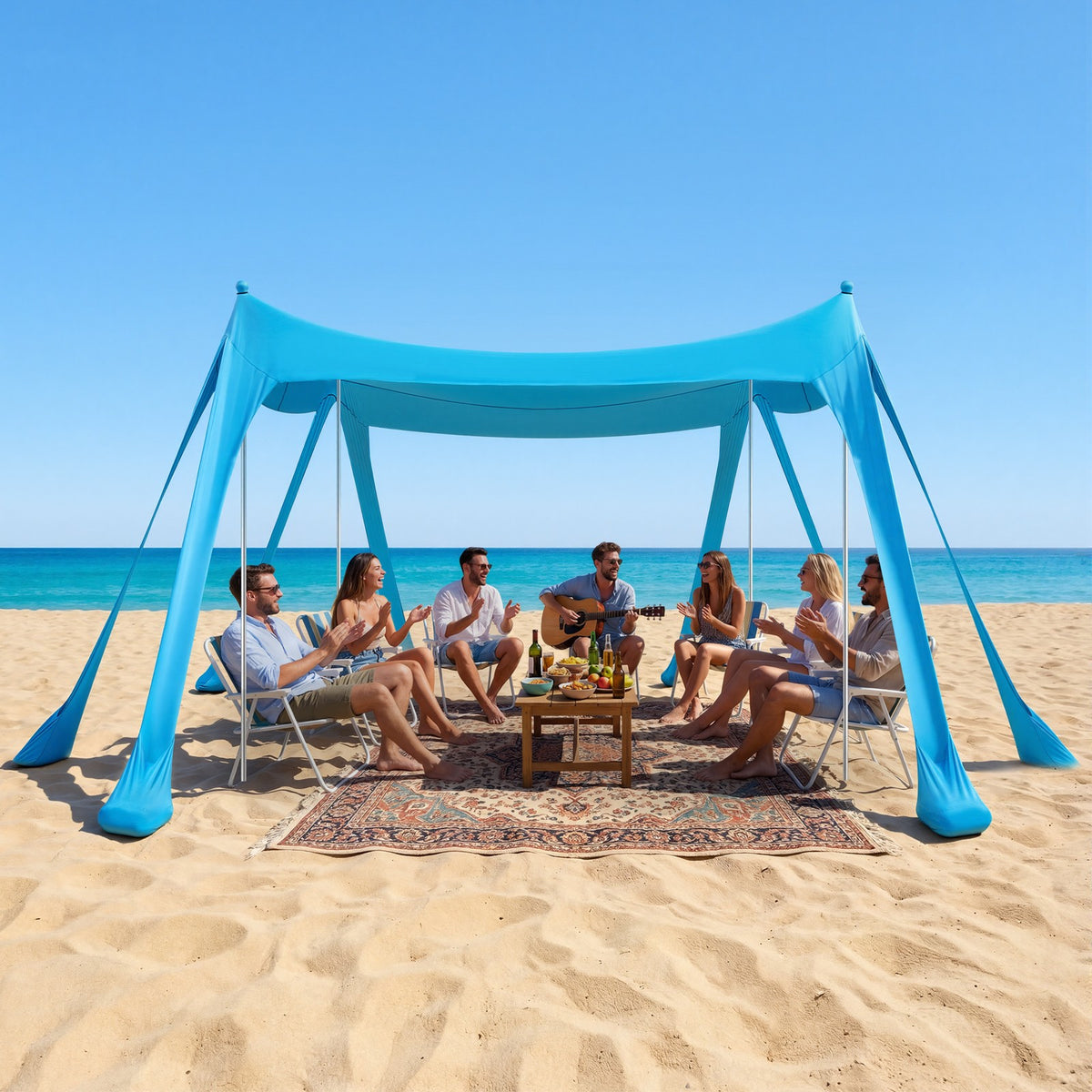 Portable 10x10 ft Sun Shelter Beach Tent with UPF 50+ Shade Canopy