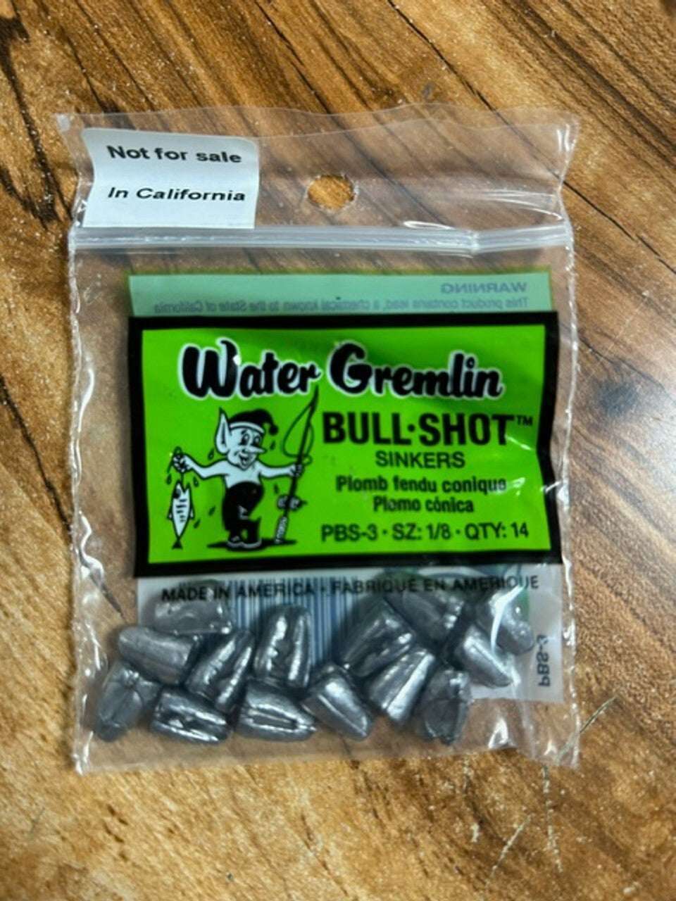 Water Gremlin Bullet Shaped 1/8 Split-Shot Sinkers - 12 Pack