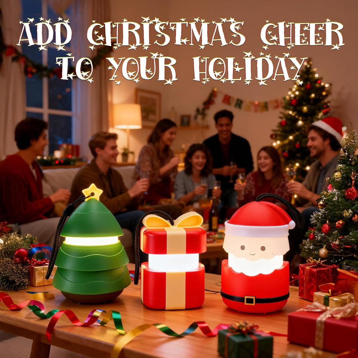 Christmas Lantern with 5 Light Modes - Holiday Decor & Night Light