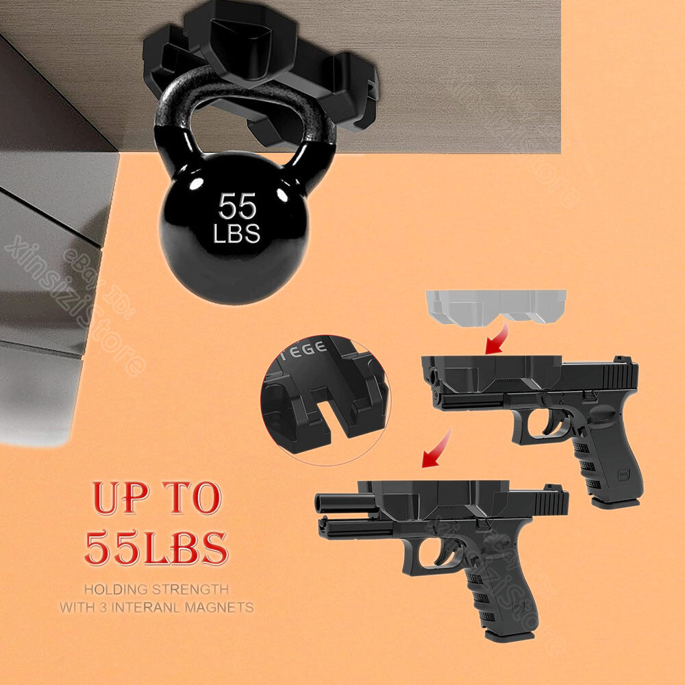 Magnetic Gun Mount Holster for Pistol Concealed Carry in Car Bed Desk