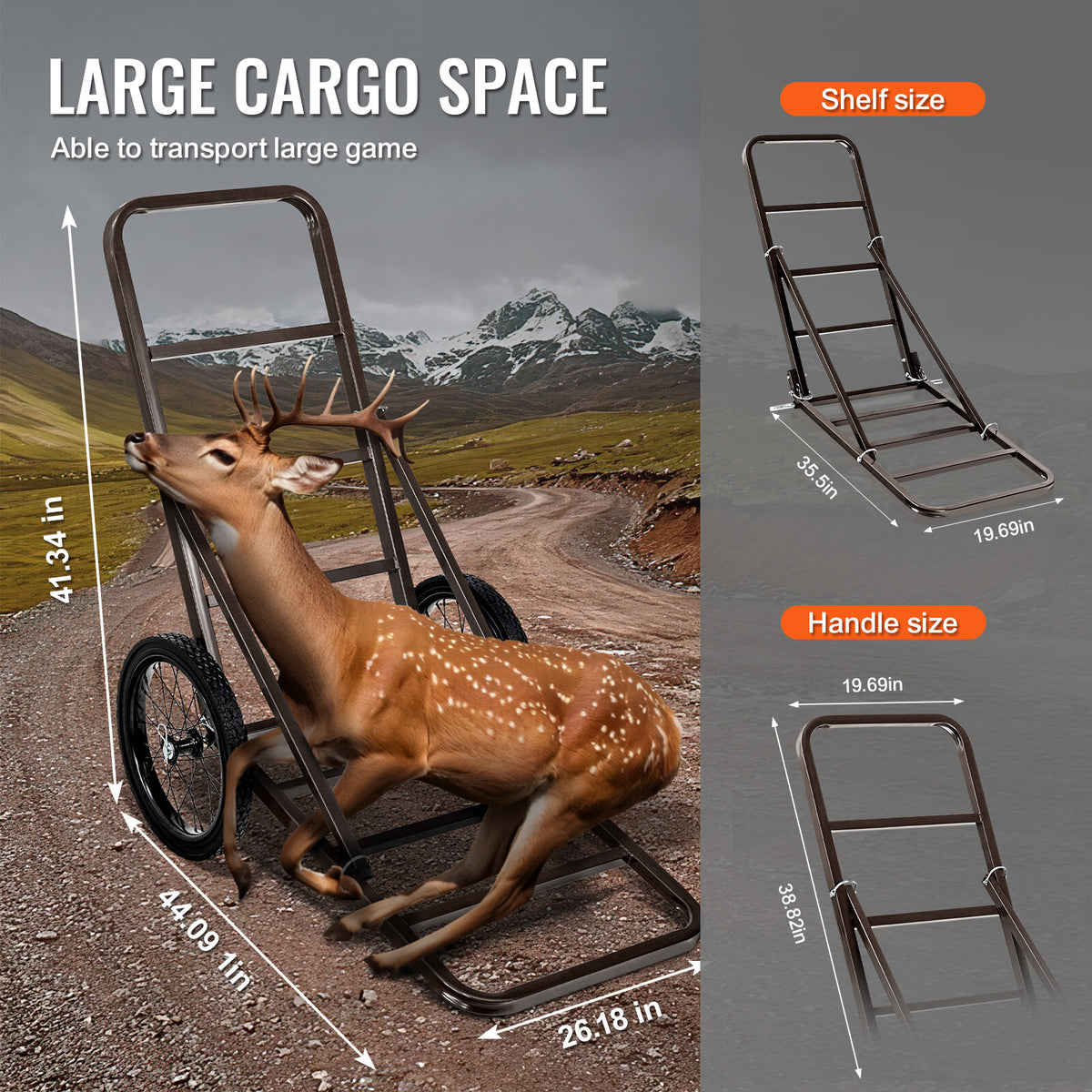 Folding Deer Game Cart Heavy Duty Utility Dolly 300 LBS Capacity