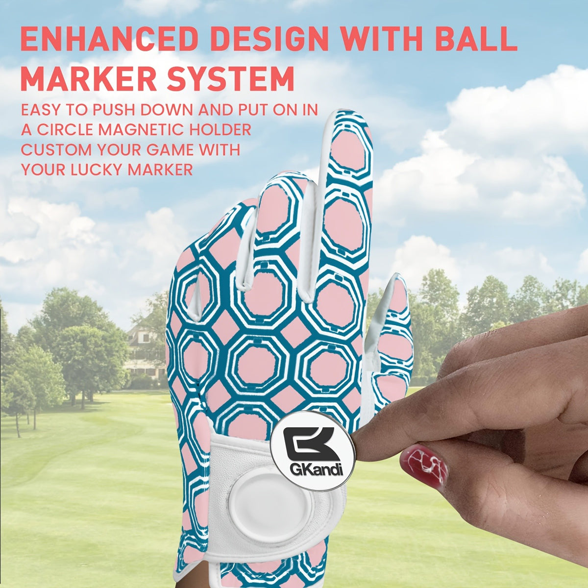 Women’s Golf Gloves with Ball Marker 2 Pack Breathable & Comfortable