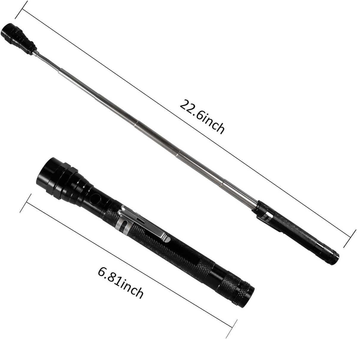 Magnetic Flashlight Pickup Tool Extendable Magnet with LED Light - Telescoping Gadget for Men