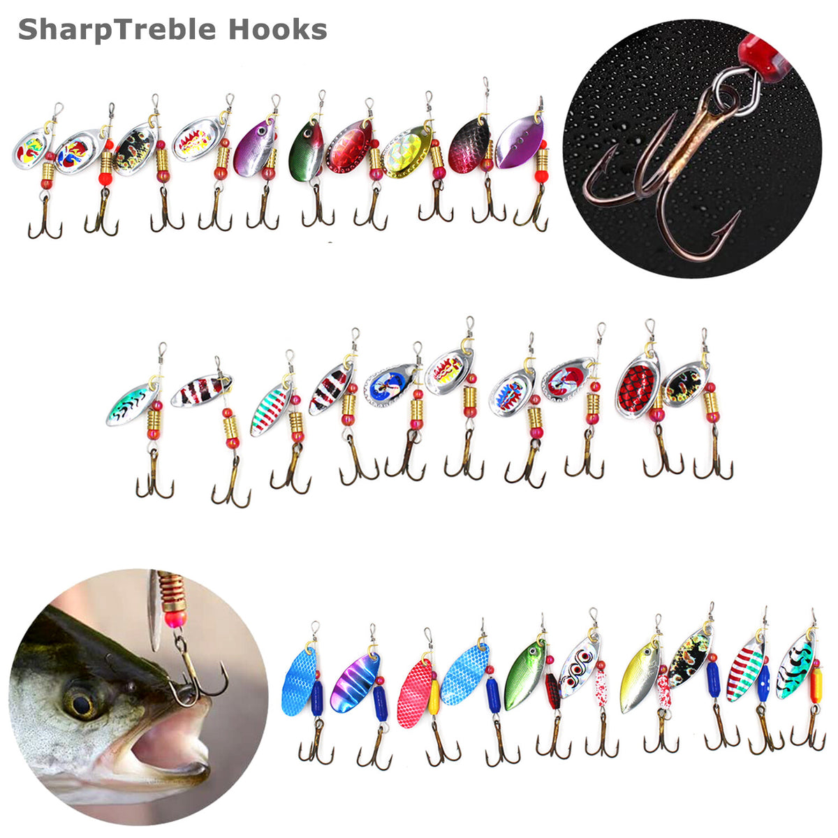 30PCS Metal Spinner Baits Fishing Lures Set for Bass Trout & Saltwater