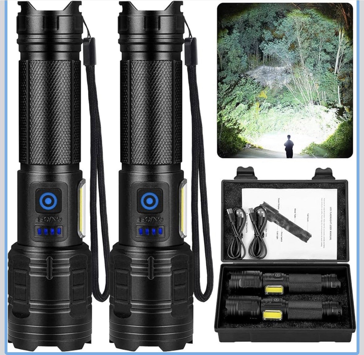 Rechargeable LED Flashlight 900,000 Lumens Super Bright Handheld Torch