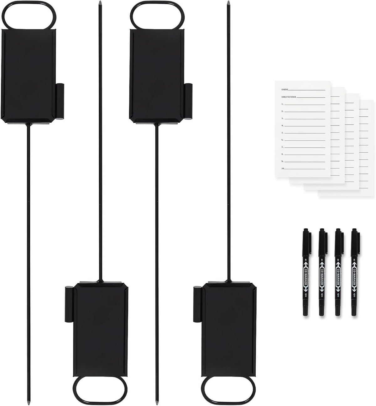 Golf Proximity Marker Set - Stainless Steel Closest to Pin Markers with Pen & 50 Sheets