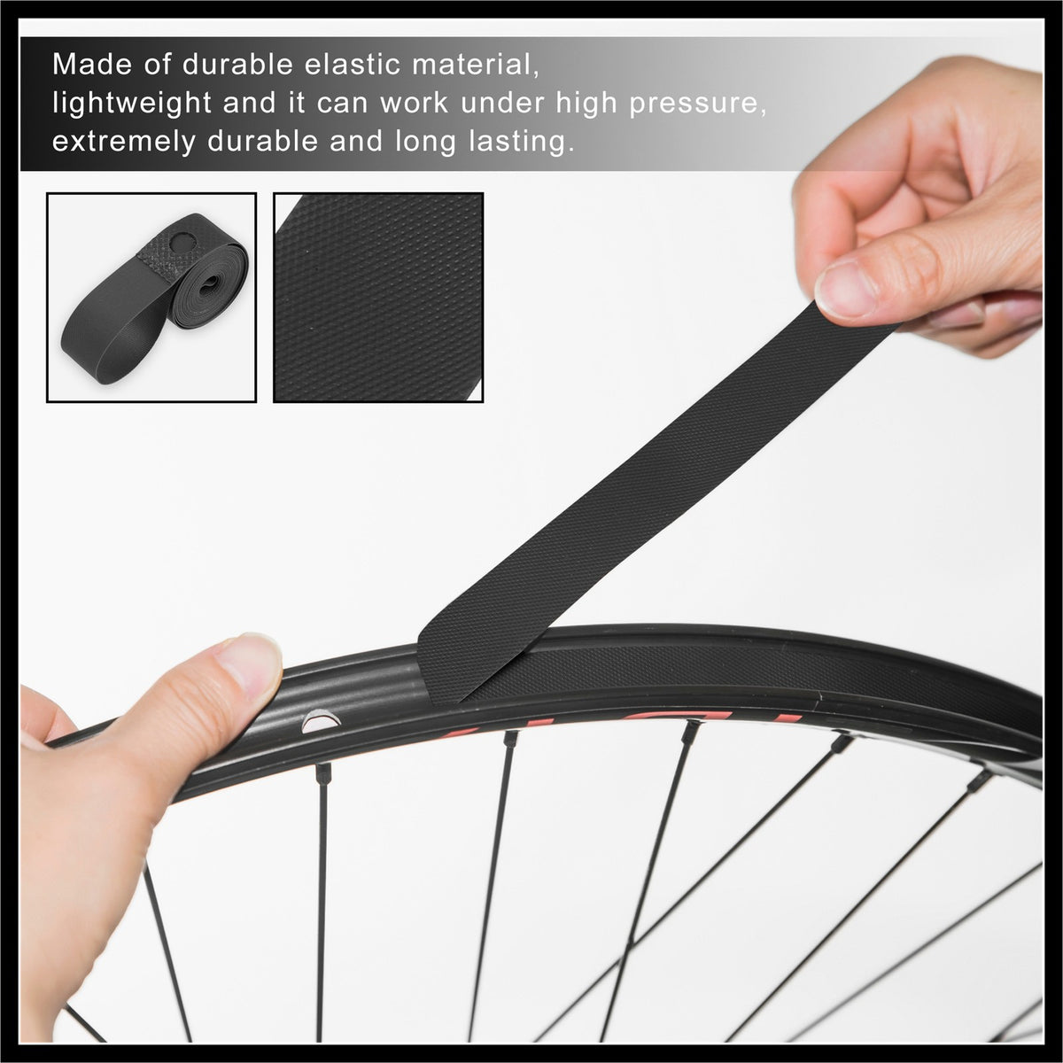 26-Inch Bicycle Rim Tape Set - Durable Inner Tube Rim Liner, Black