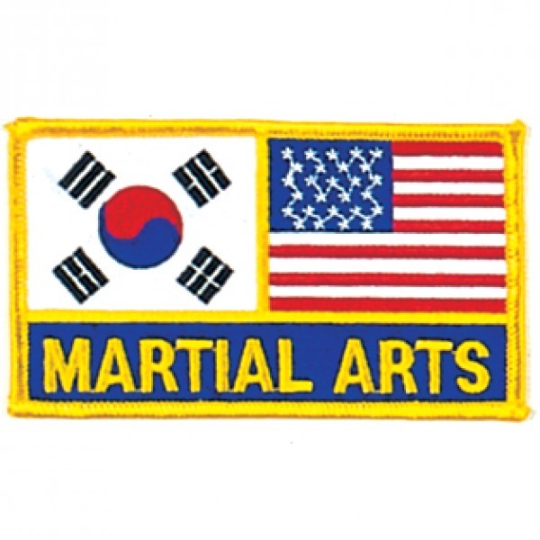 Martial Arts Flag Patch 5 Inch Korea USA Sew-On Badge