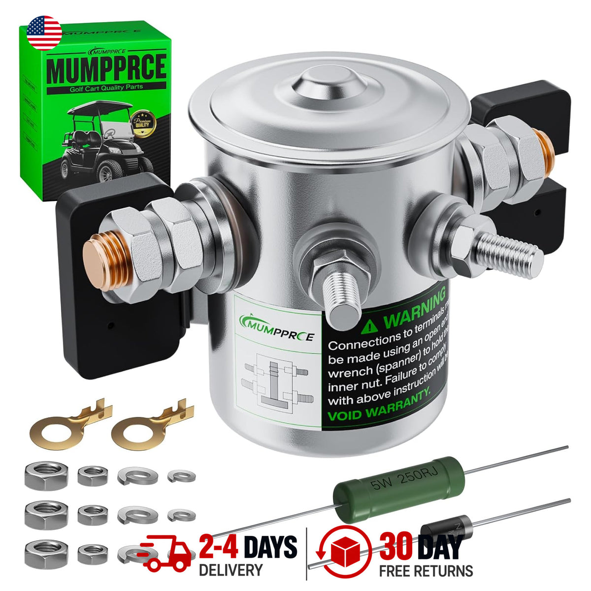 36V Golf Cart Solenoid Relay with Resistor and Diode for EZGO Models
