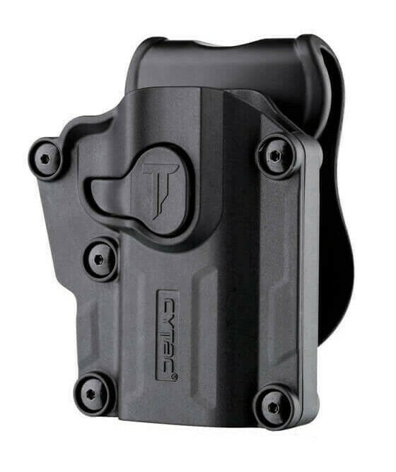 Universal OWB Pistol Holster with Quick Release Button - Fits Most Full-Size & Compact Pistols