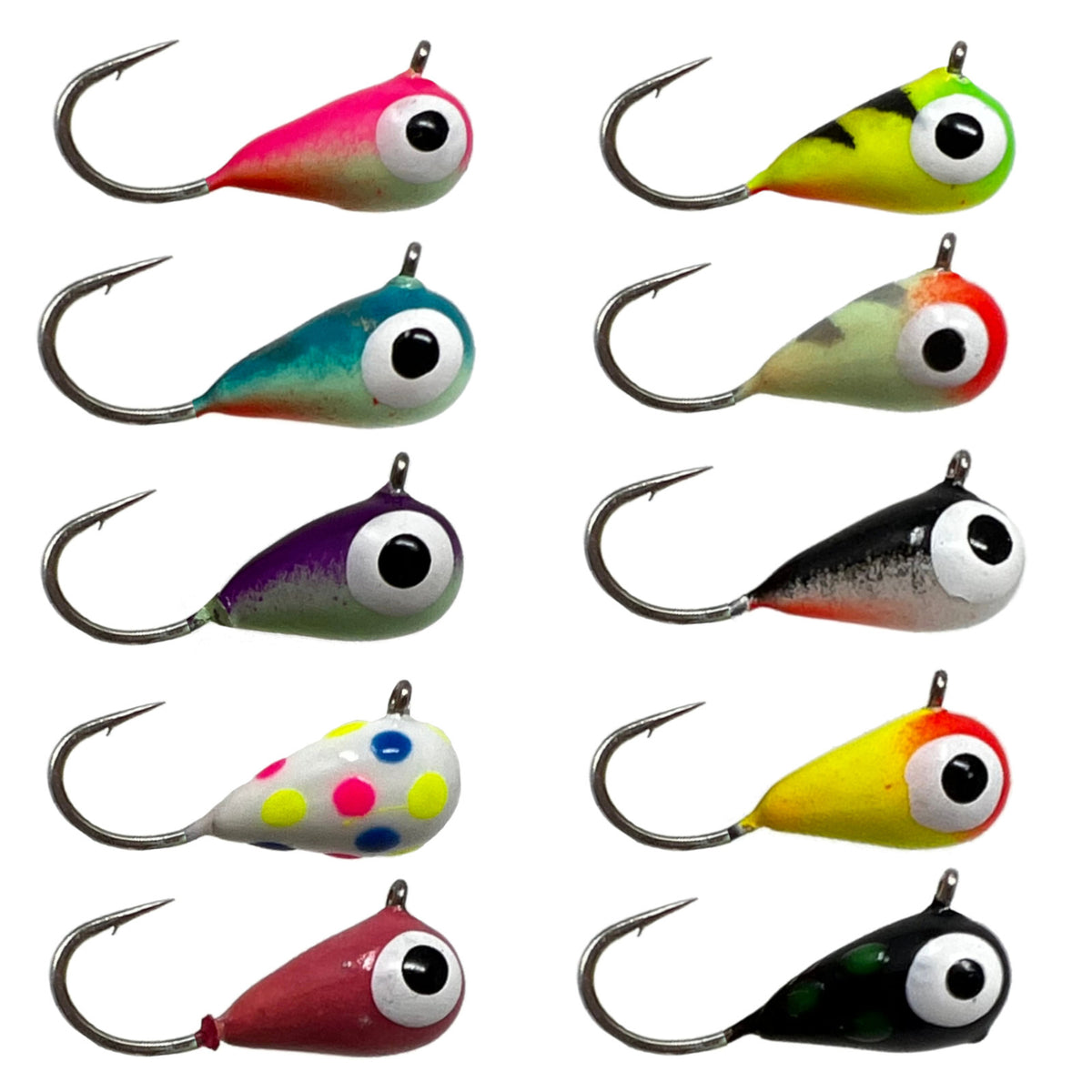 Ice Fishing Jigs Tungsten Lures for Panfish Crappie Perch Glow-Effect