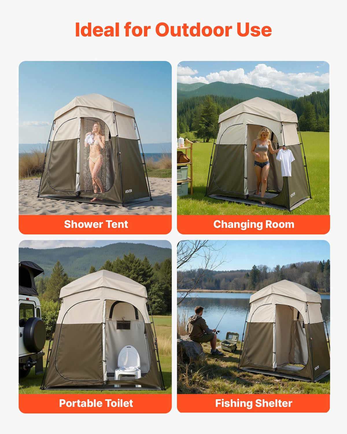 Foldable Camping Shower Tent with Privacy Enclosure for Outdoor Use