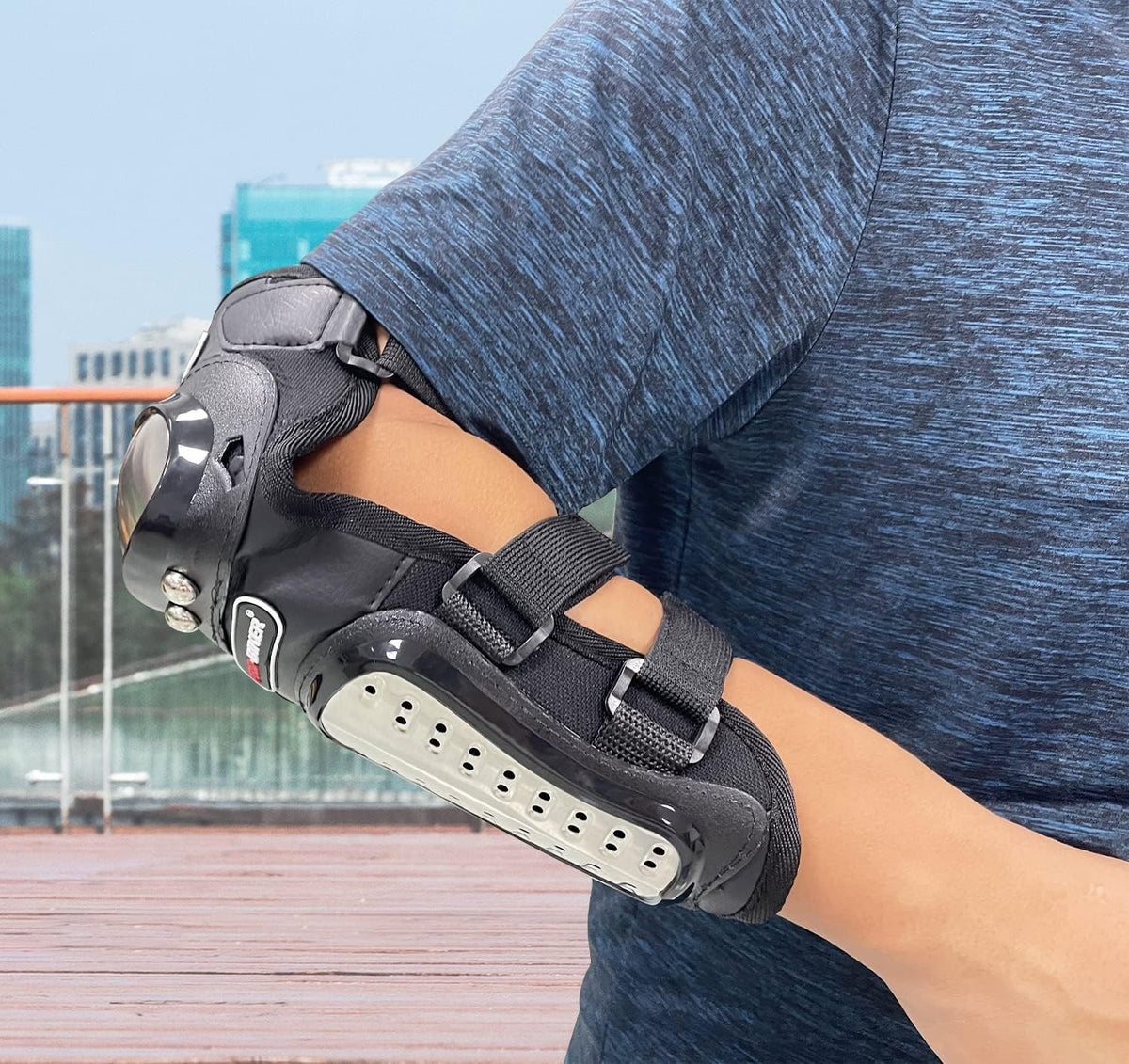 Stainless Steel Motorcycle Knee & Elbow Guards Set - Protective Gear