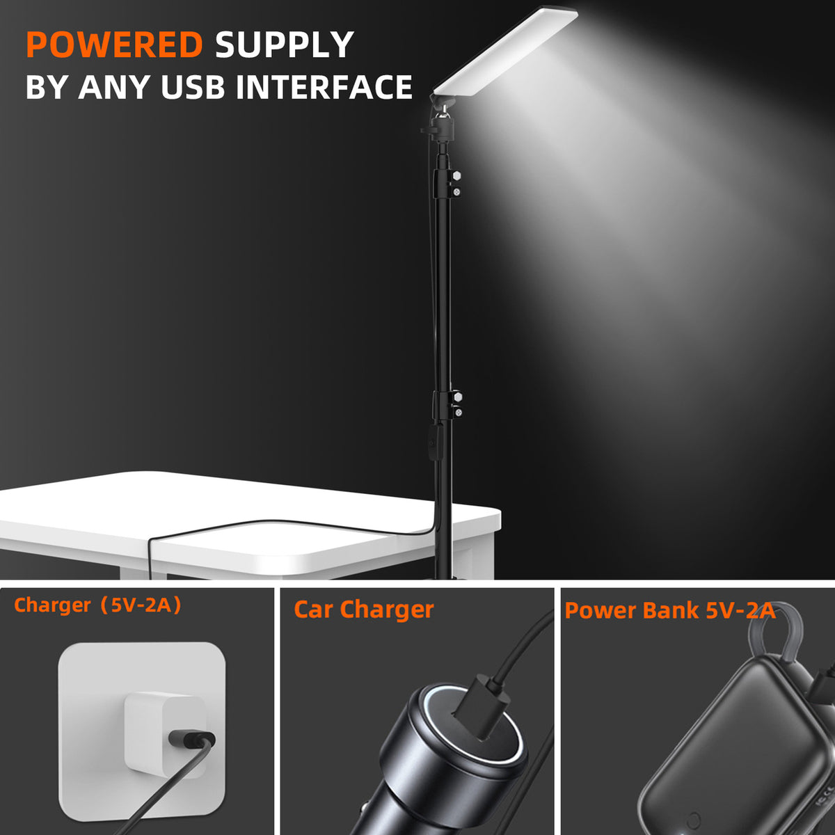 Portable Telescopic LED Work Light with Tripod Stand for Camping Outdoor Use