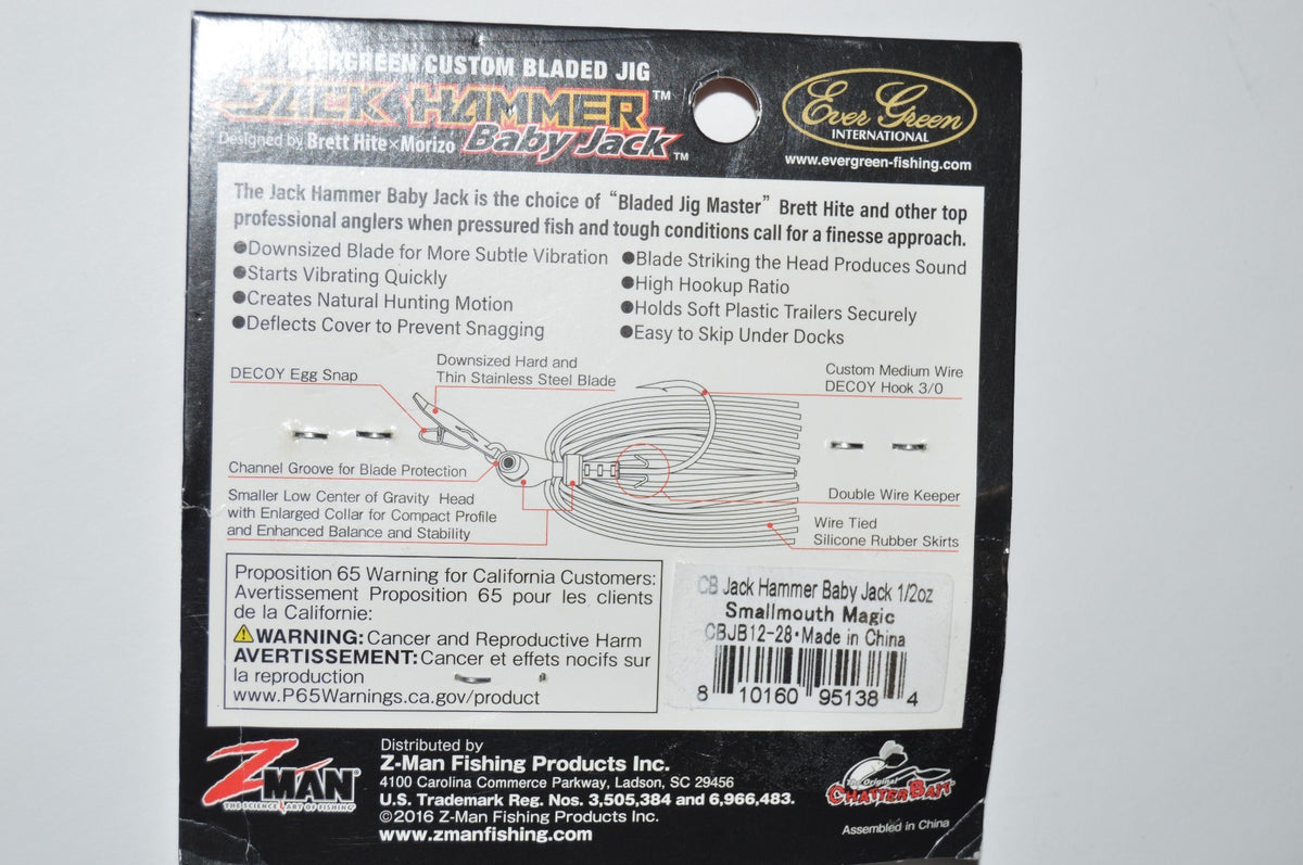 Z-Man Evergreen Jack Hammer Chatterbait 1/2oz Bladed Jig for Smallmouth Fishing