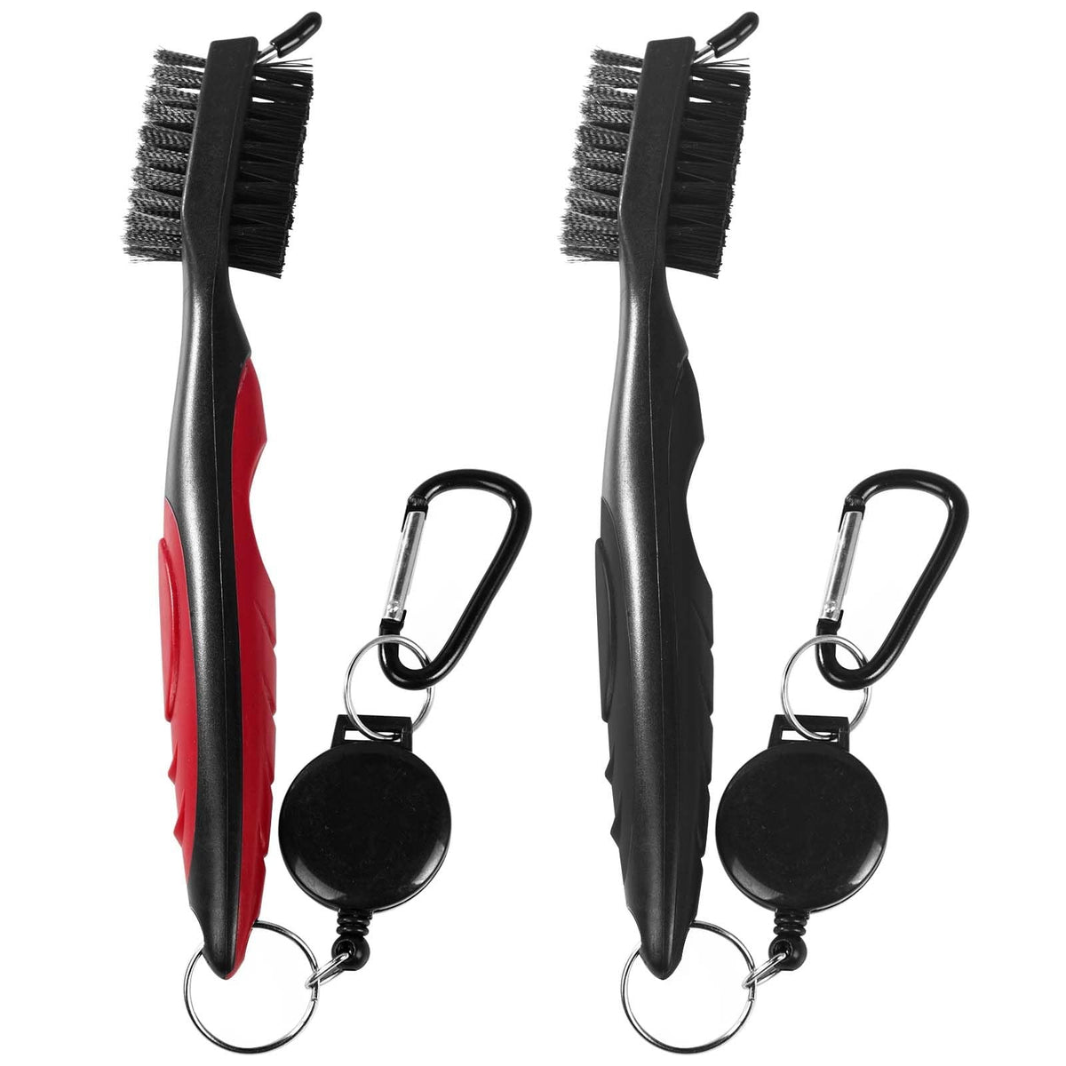 Golf Club Groove Cleaner Brush Set with Retractable Zip-Line - 2 Pack