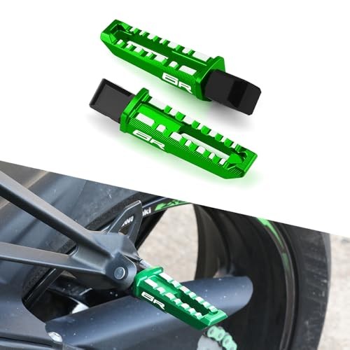 Motorcycle Passenger Foot Pegs for ZX6R 2003-2024 - CNC Aluminum Non-Slip Green
