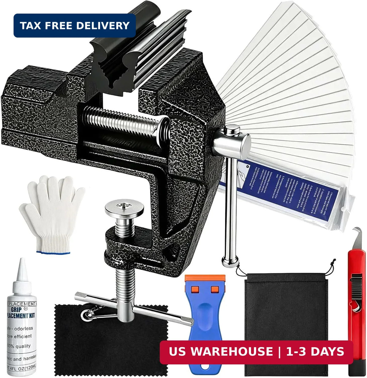 Golf Grip Replacing Kit with Vise Clamp & Tools - DIY Club Maintenance