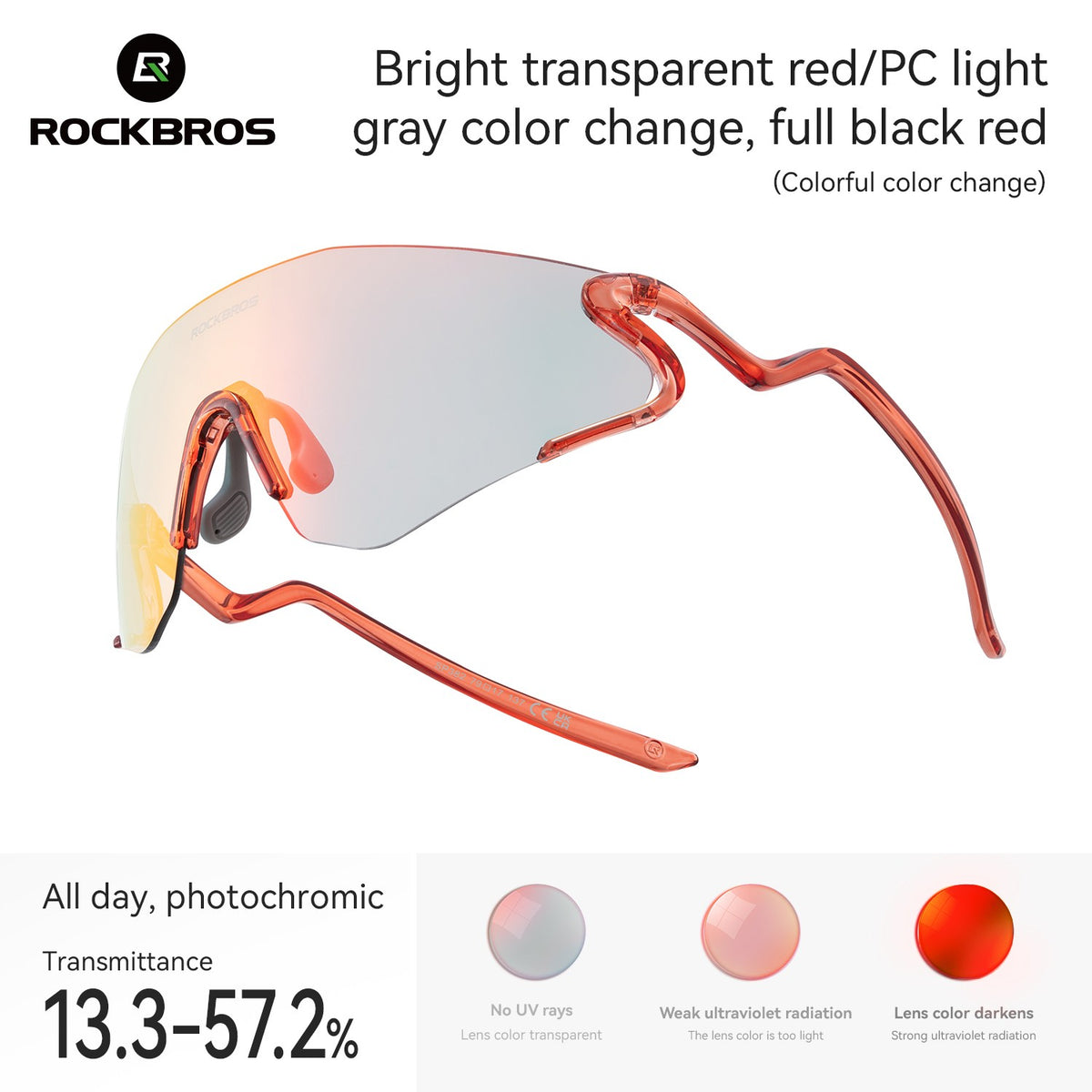 Photochromic Cycling Glasses UV400 Sports Sunglasses Unisex Lightweight