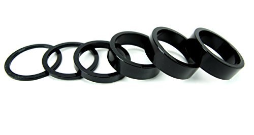 Bike Bicycle 1-Inch Alloy Headset Spacers Set - Black, 2mm, 5mm, 10mm
