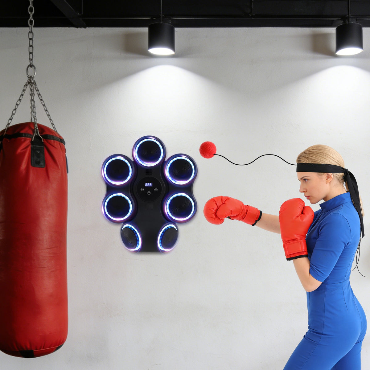 Interactive Boxing Trainer Wall Mount with 7 Targets & Bluetooth